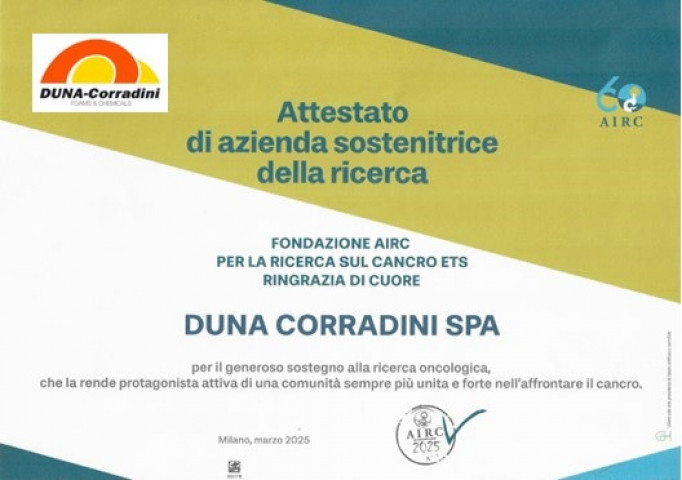 AIRC RECOGNIZES DUNA AS A "COMPANY SUPPORTING RESEARCH”