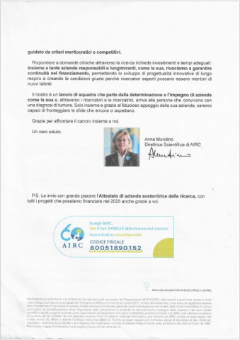 AIRC RECOGNIZES DUNA AS A "COMPANY SUPPORTING RESEARCH”